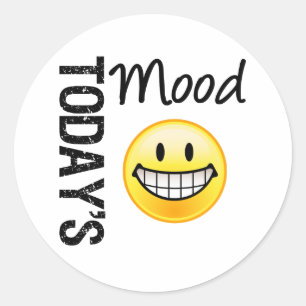 Jätteglad Emoticon för dagens Mood Runt Klistermärke