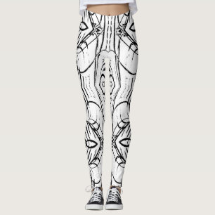 Jättekul och att banta, abstrakt B&W-damasker! Leggings