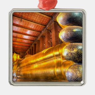 Jättelik liggande Buddha inne i tempel, Wat Pho, Julgransprydnad Metall