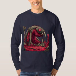 Jättelik röd utomjordingmask monster långärmad t shirt