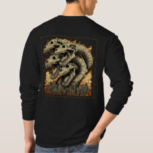 Jättelik Skelettal Kaiju Monster Stad Långärmad T Shirt
