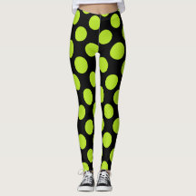 Jättelika limegröna prickar på svarta Leggings