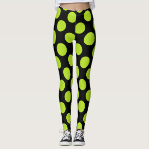 Jättelika limegröna prickar på svarta Leggings