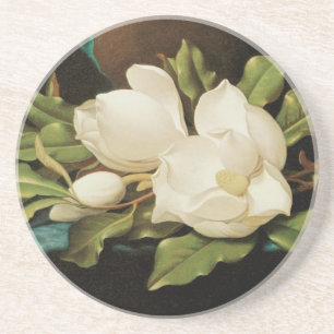 Jättemagnolior på en blå sammetsduk av MJ Heade Underlägg Sandsten