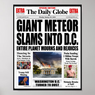 JätteMeteor Slår Till Mot DC - Roliga Anti Trump F Poster