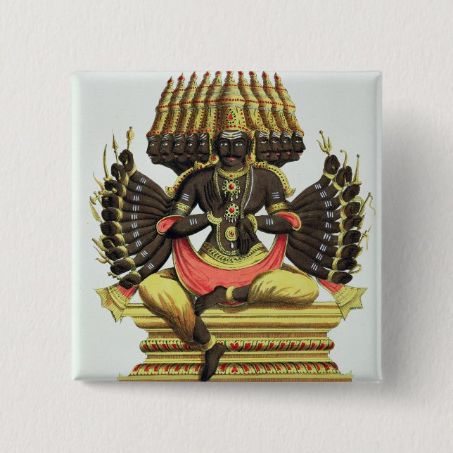 Jätten Ravana (färglithoen) Knapp (Framsida)