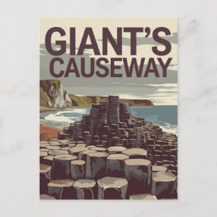 Jättens gångväg Irland Illustration Resa Konst Vykort