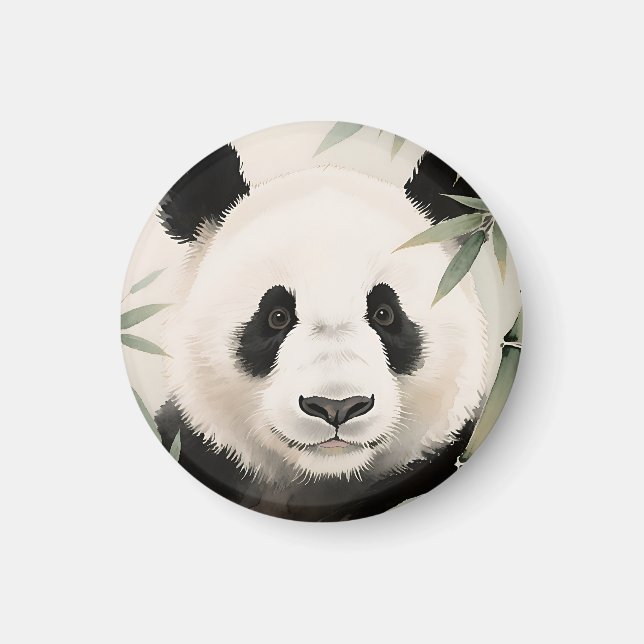 Jättepanda Bambu Porträtt Magnet (Framsidan)