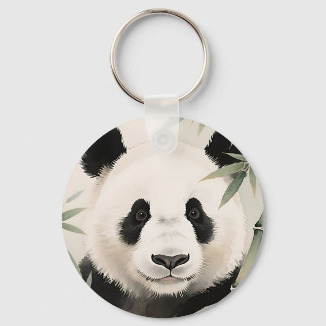 Jättepanda Bambu Porträtt Nyckelring (Framsida)