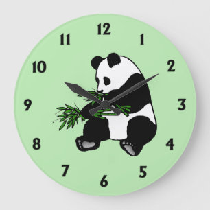 Jättepanda Grön Stor Klocka