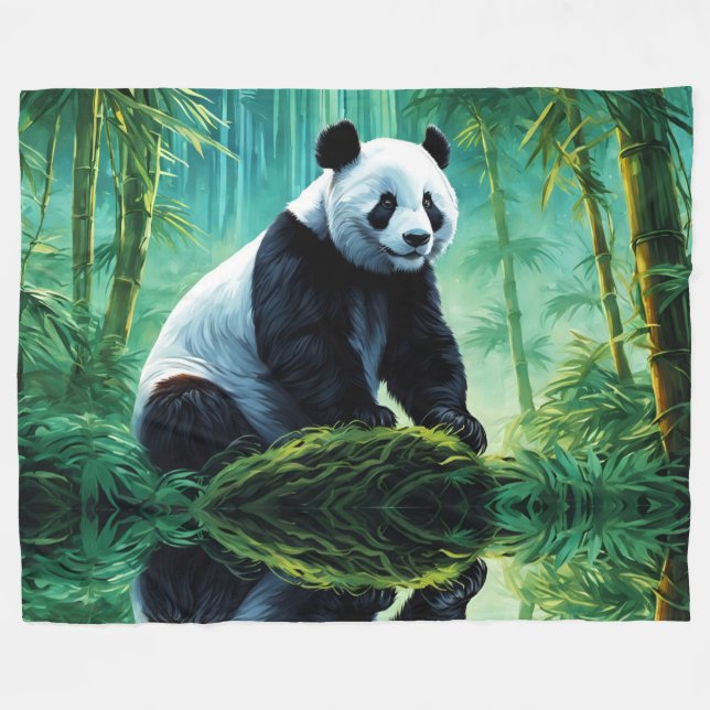 Jättepanda i bambuskog fleecefilt (Framsidan (Horisontell))