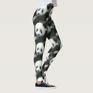 Jättepanda Rutig Gräs Mönster Leggings