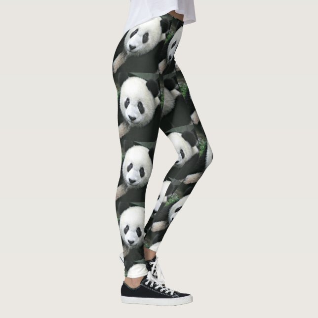 Jättepanda Rutig Gräs Mönster Leggings (Höger)