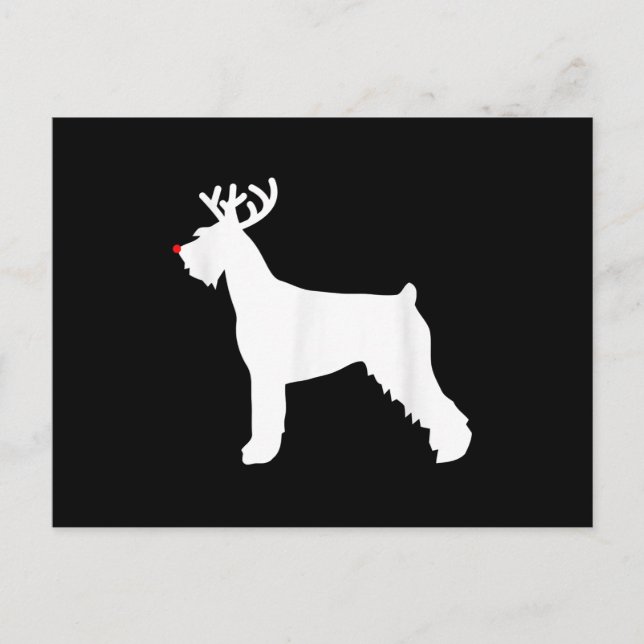 jätteschnauzer reindeer christmas hund meddelande vykort (Framsida)
