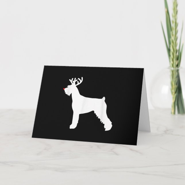 jätteschnauzer reindeer christmas hund tack kort (Framsida)