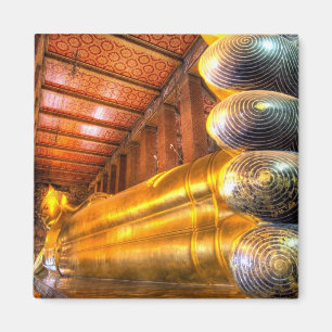 Jättestor liggande Buddha inuti tempel, Wat Pho, Magnet