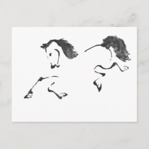 Jaunt - Horse Sumi-e Painting Vykort