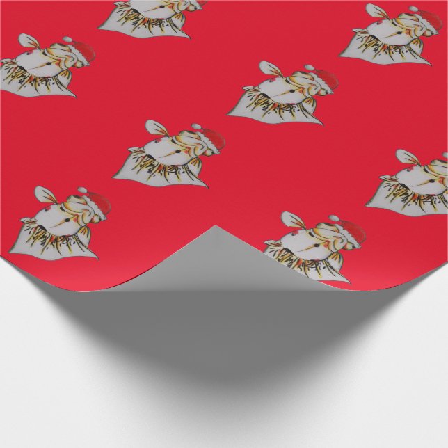 Jaunty Santa Hat Goldfish Jul Wrapping Papper Presentpapper (Hörn)