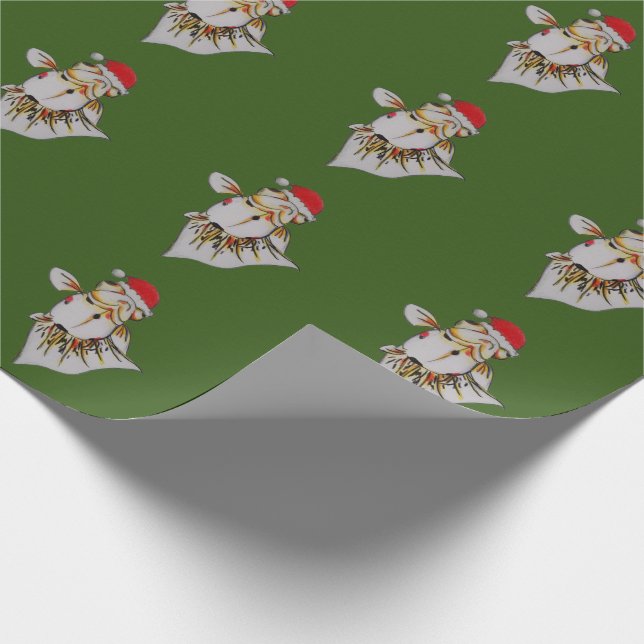 Jaunty Santa Hat Goldfish Jul Wrapping Papper Presentpapper (Hörn)