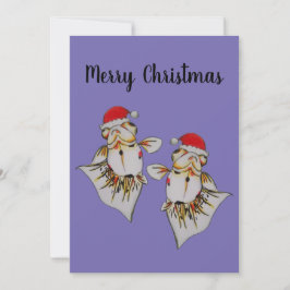 Jaunty Santa Hat Goldfish-julkort Inbjudningar