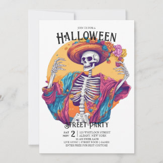 Jaunty Skeleton Flamboyant Dance Halloween fest Inbjudningar