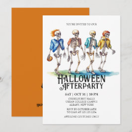 Jaunty Skeleton Teenager Football Halloween fest Inbjudningar
