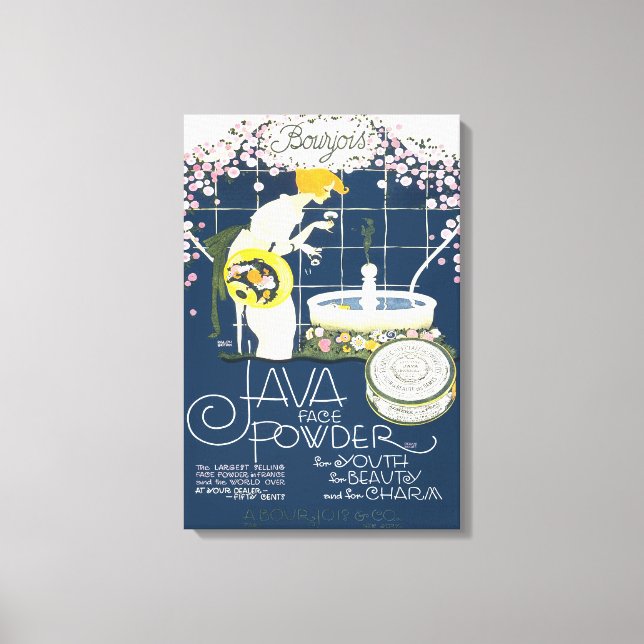 Java Ansikte Powder Vintage Cosmetics Bathroom Ad Canvastryck (Framsida)