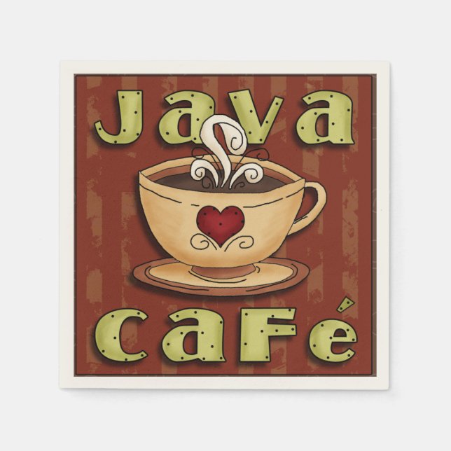 Java Cafe Coffee papper napkins Pappersservett (Framsidan)