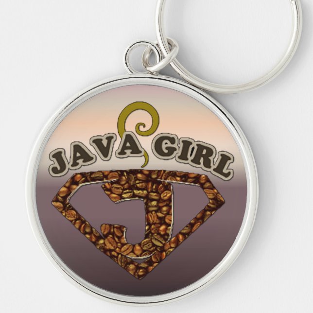 Java Girl Coffee Humor Nyckelring (Framsidan)