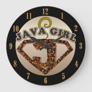 Java Girl Coffee Humor Wall Clock Stor Klocka