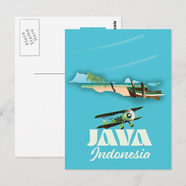 Java Indonesien karta Vykort (Fram/baksida)