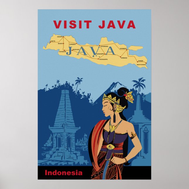 Java, indonesisk reseaffisch poster (Framsidan)