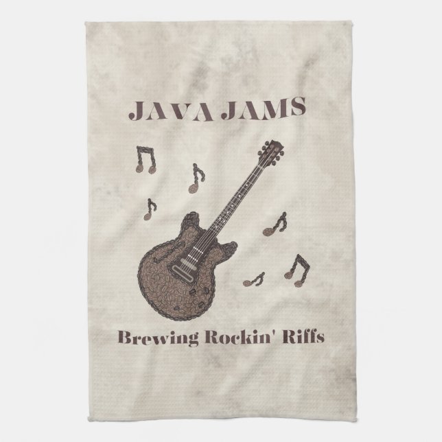 Java Jams-Brygger Rockin 'Riffs-Kaffee-Gitarr- Kökshandduk (Vertikal)