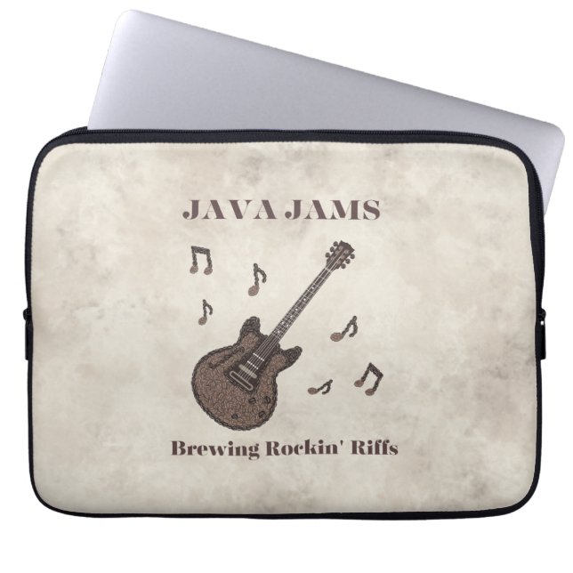 Java Jams-Brygger Rockin 'Riffs-Kaffee-Gitarr- Laptop Fodral (Framsidan)
