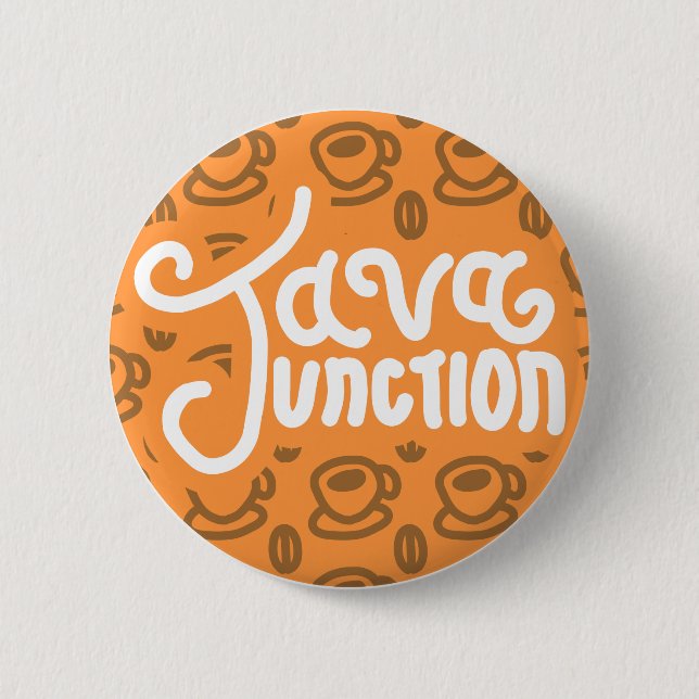 Java Junction Coffee and Bean Button Orange Knapp (Framsida)