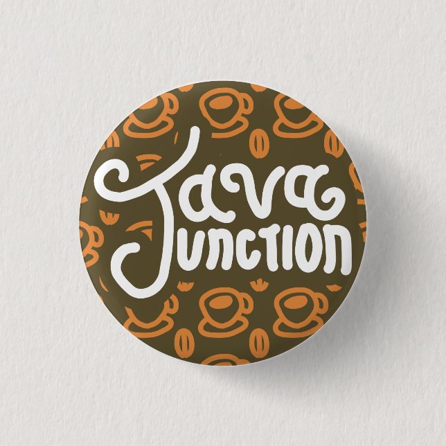 Java Junction Coffee och Bean Button Brown Knapp (Framsida)