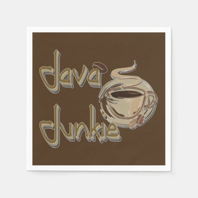 Java Junkie Coffee Älskare Mörk Brown Napkins Pappersservett (Framsidan)