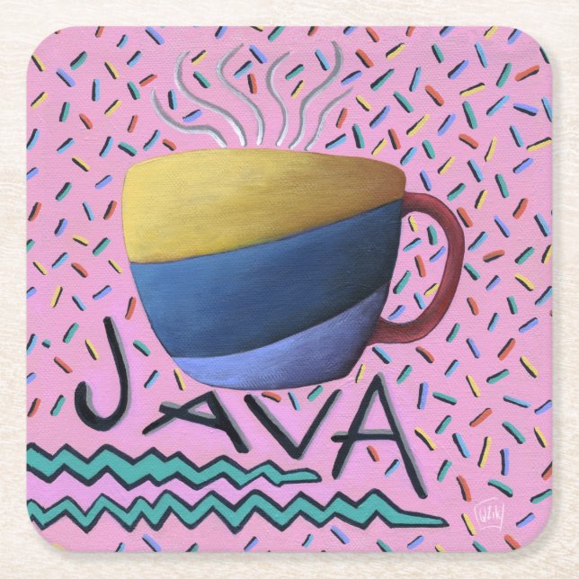 Java kaffekoppar underlägg papper kvadrat (Framsidan)