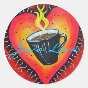 "Java Kärlek" Stickers, Lakan 20 Runt Klistermärke