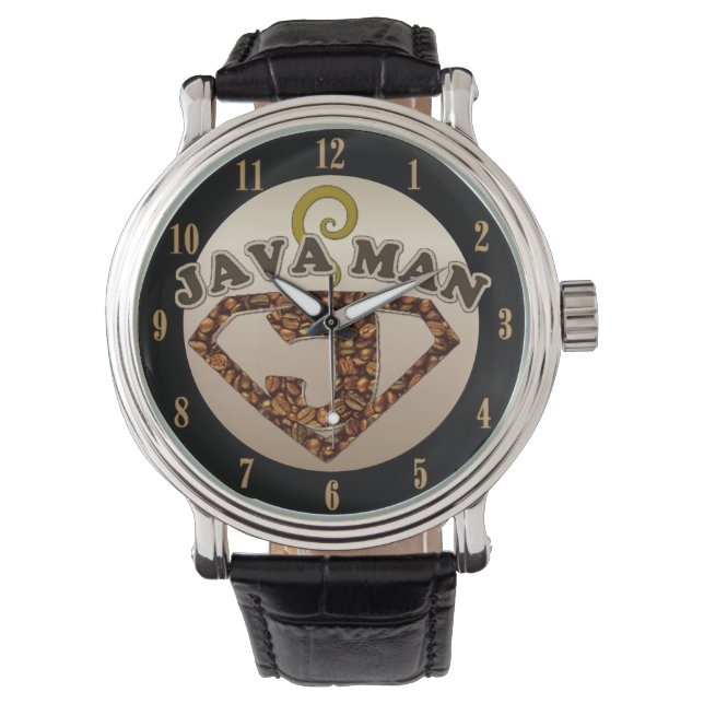 Java Man Coffee Humor Wrist Watch Armbandsur (Framsida)