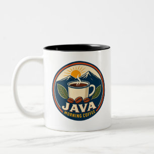 Java Morgonkaffe Retro Badge Tvåtons Mugg