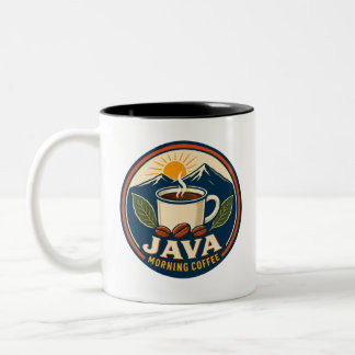 Java Morgonkaffe Retro Badge Tvåtons Mugg