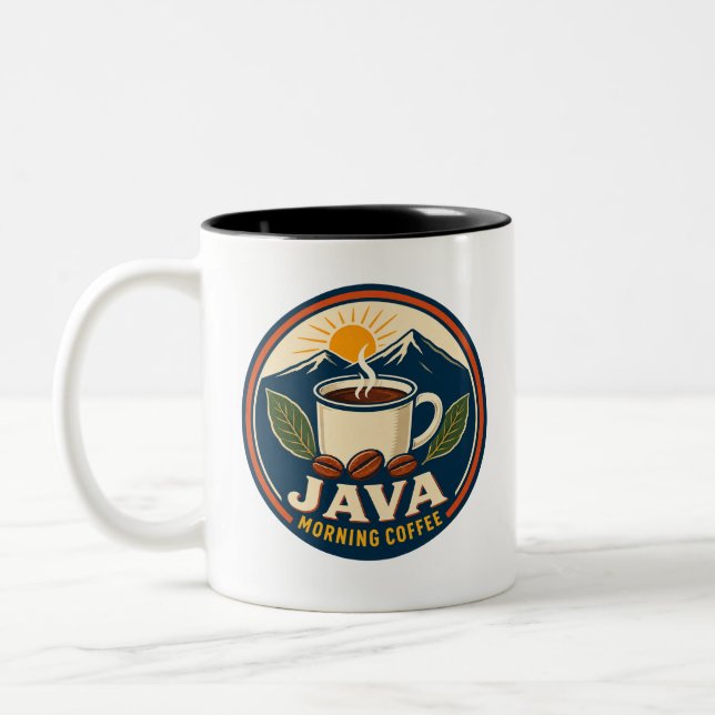Java Morgonkaffe Retro Badge Tvåtons Mugg (Vänster)