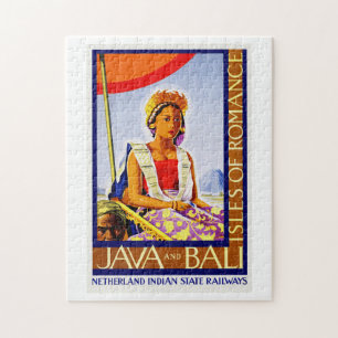 Java och Bali Indonesia Vintage resor Pussel