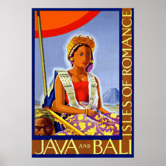 Java och Bali ~ Isles of Romantik ~ Vintage resor Poster