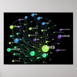 Java Programming Language Influence Network Graph Poster