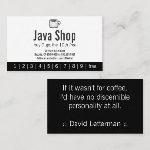 Java shoppar drinkstansmaskinkortet lojalitetskort