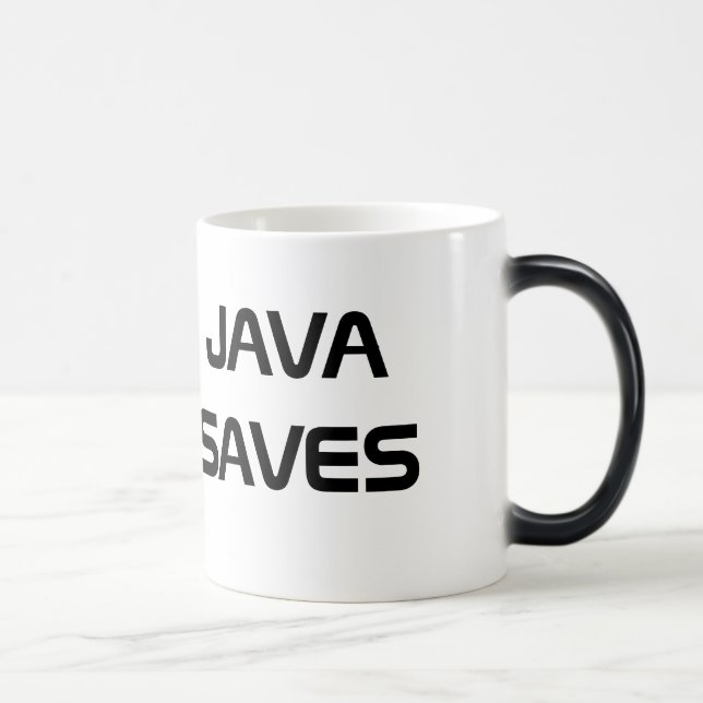 Java sparar kaffemuggen magisk mugg (Höger)