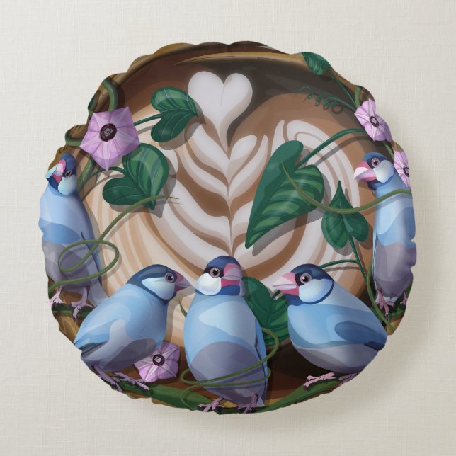 Java Sparrows, Java Coffee Rund Kudde (Framsidan)