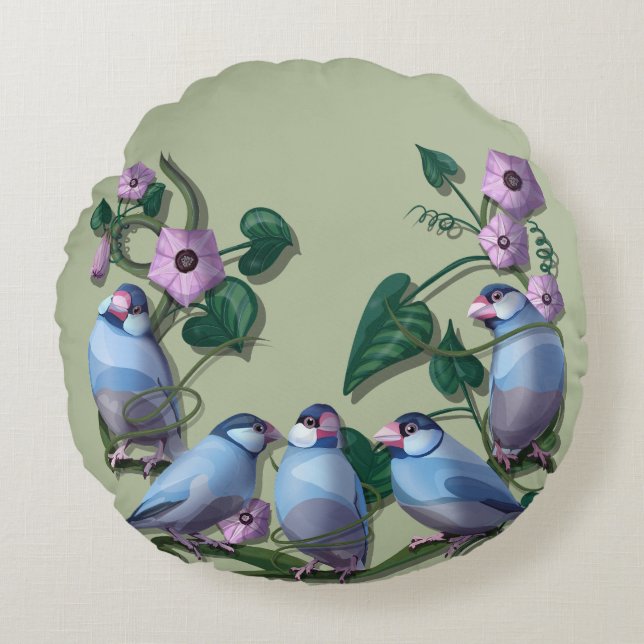 Java sparrows  rund kudde (Framsidan)